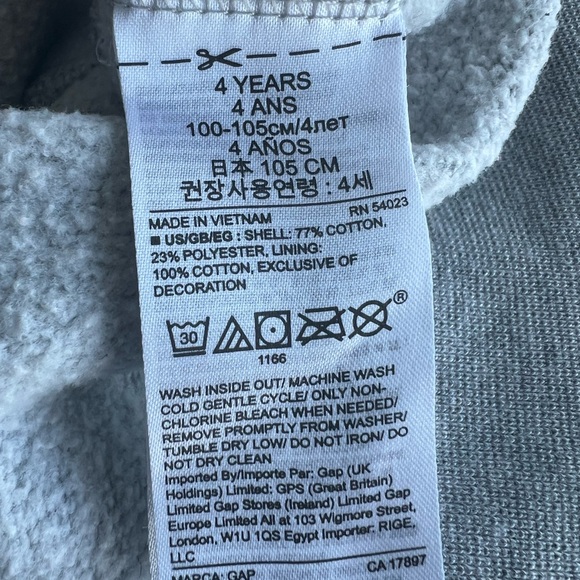Gap boy size 4T hooded zip up sweatshirt with logo and dinosaur print - Picture 3 of 3